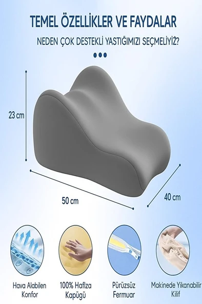 VISCORA Ortopedik Eğimli Destek Yastık – Baş Destek Yatak Destek 23x50x40 - Resim 6