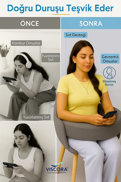 VISCORA Ortopedik Okuma ve Çalışma Yastığı - Bel, Boyun ve Kol Desteği - Resim 4