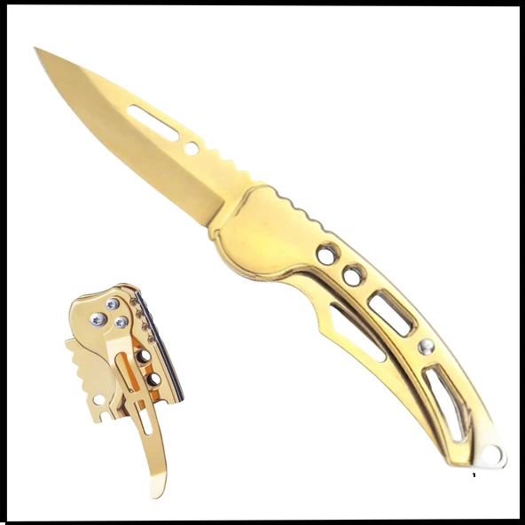 Uyguna-Yakala Gold Katlanır Cep Çakısı - Kemer Klipsli -AK.640 ürün görseli 1