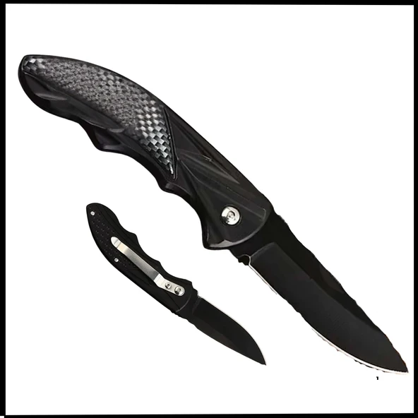 Uyguna-Yakala Karbon Katlanır Cep Çakısı - Kemer Klipsli - AK.629 ürün görseli 1