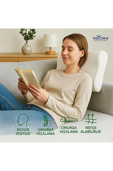 VISCORA Ortopedik Visco Boyun ve Omurga Destek Yastığı – Yan ve Sırt Üstü Uyku İçin Ergonomik - Resim 7