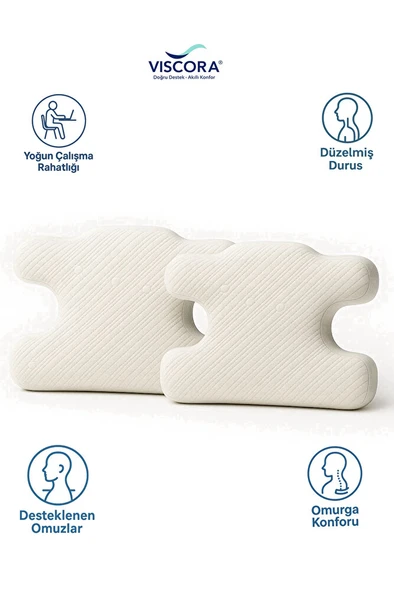 VISCORA 3D Ergonomik Güzellik Yastığı – Visco, Cilt Dostu & Kırışıklık Önleyici (40x60 cm) - Resim 3