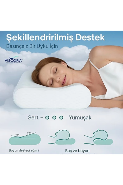 VISCORA Akıllı Visco Köpük Yastık – Ergonomik Kafa ve Omurga Desteği - Resim 3