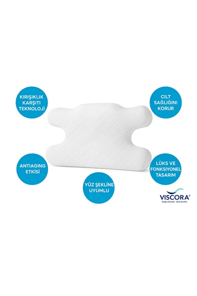 VISCORA 3D Ergonomik Güzellik Yastığı – Visco, Cilt Dostu & Kırışıklık Önleyici (40x60 cm) - Resim 4