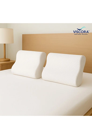 VISCORA Ortopedik Visco Boyun ve Omurga Destek Yastığı – Yan ve Sırt Üstü Uyku İçin Ergonomik - Resim 2