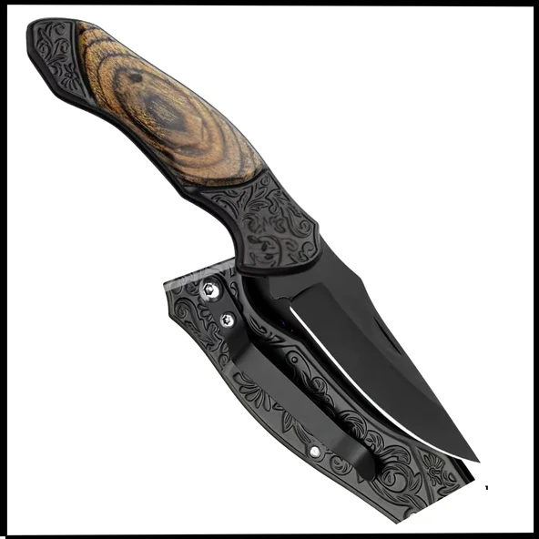 Uyguna-Yakala Kahverengi Katlanır Cep Çakısı - Ahşap Saplı - AK.632 ürün görseli 1