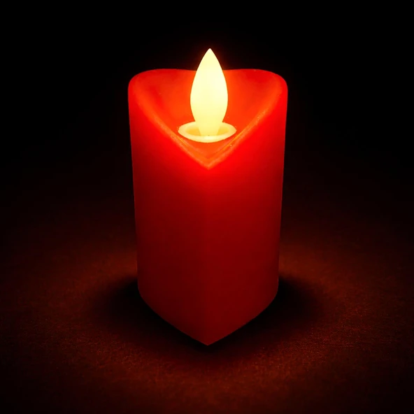 Hedies Pilli Kalpli Işıklı Yapay Mum Kırmızı (XAM-1283) - Resim 3