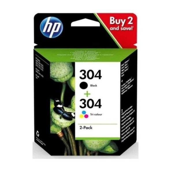 HP 3JB05AE (304) SIYAH/UC RENKLI 2LI PAKET MUREKKEP KARTUSU ürün görseli 1
