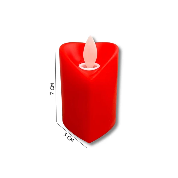 Hedies Pilli Kalpli Işıklı Yapay Mum Kırmızı (XAM-1283) - Resim 2