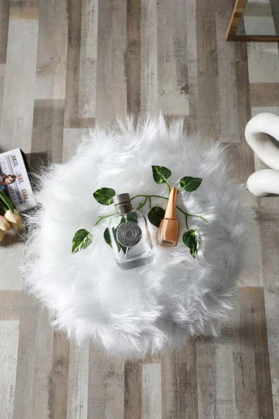 Zuesse Dizayn Sude Puf Yumuşak Oturumlu Gümüş Ayak Ayaklı Koltuk Sandalye Dekoratif Bench - Beyaz - Resim 4