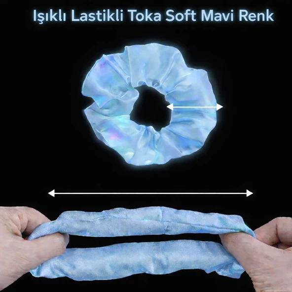 Soft Mavi Renk Led Işıklı Lastikli Saç Tokası - 3 Modlu Festival & Parti Saç Tokası ürün görseli 1
