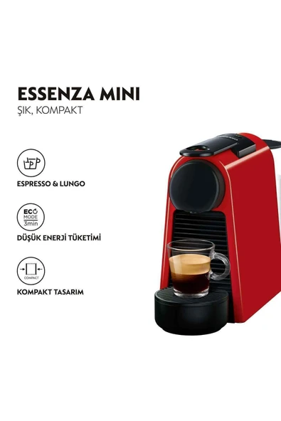 Nespresso D30 Essenza Mini Espresso Kahve Makinesi,Kırmızı - Resim 2