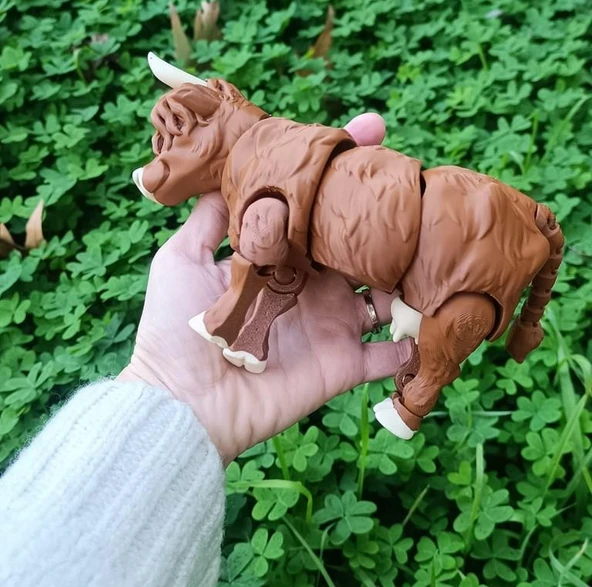 İnek 3D Oynar Eklem Hareketli Büyük Boy Maskot İnek Figür Oyuncak Biblo Yılbaşı Doğum Günü Hediye - Resim 7