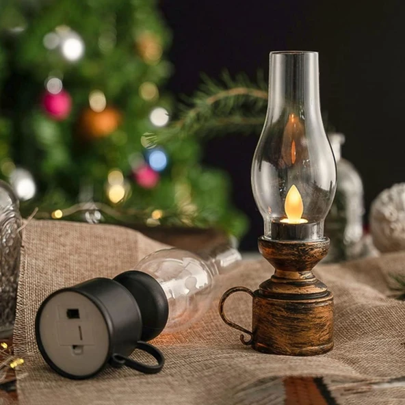 Hedies Işıklı Pilli Dekoratif Gaz Lambası (QRK-3589) - Resim 4