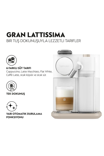 Nespreso F541 Gran Latissima Süt Çözümlü Espresso Kahve Makinesi,Beyaz - Resim 2