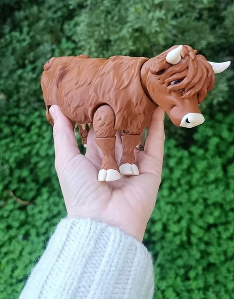 İnek 3D Oynar Eklem Hareketli Büyük Boy Maskot İnek Figür Oyuncak Biblo Yılbaşı Doğum Günü Hediye - Resim 3