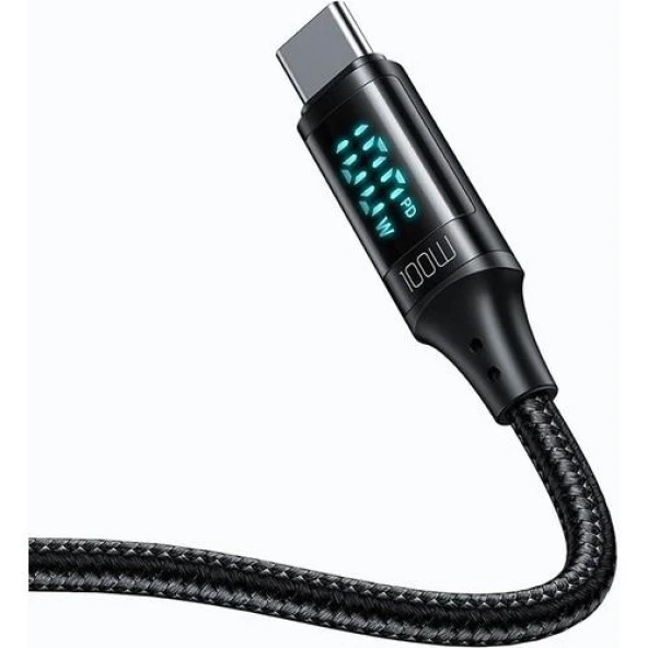 Mcdodo CA-1100 100W TypeC TypeC Led Ekran Data Şarj Kablo 1.2M Siyah - 2