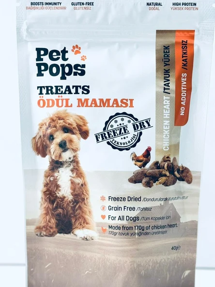 Pet Pops Treats Tavuk Yürek Köpek Ödül Maması 40 Gr ürün görseli 1
