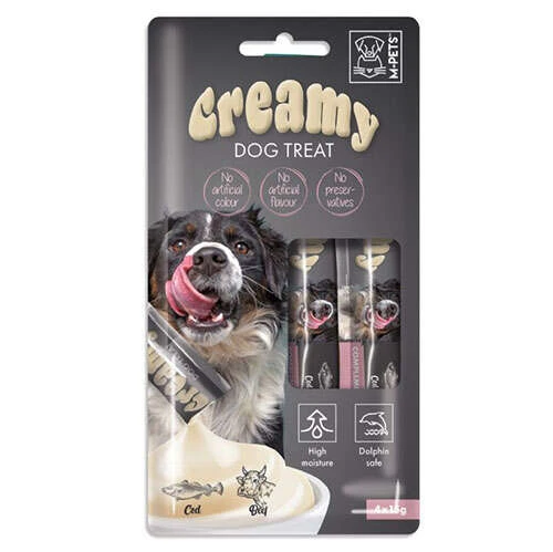 M-Pets Creamy Morina Balığı Sığır Etli Ek Besin ve Köpek Ödülü 4x15 Gr ürün görseli 1