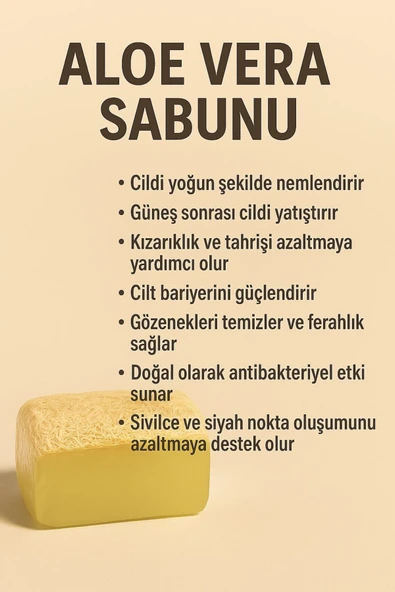 Doğal El Yapımı Kabak Lifli Alovera Sabun - Resim 2