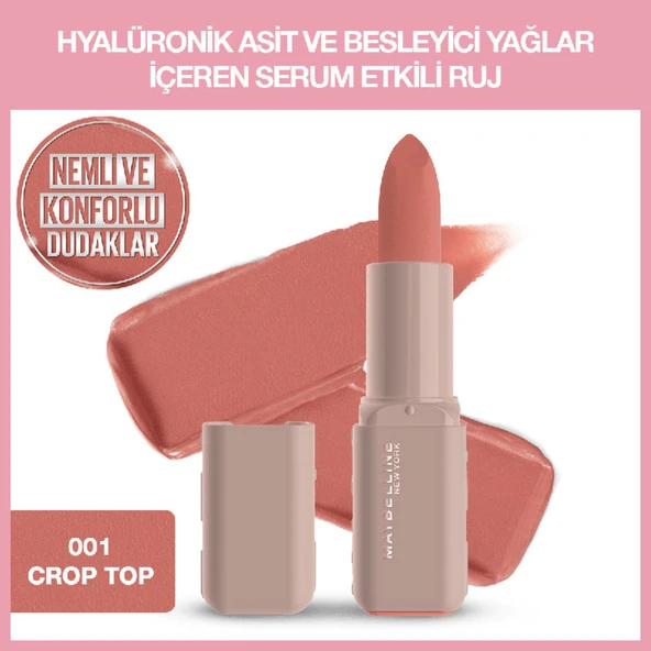 Maybelline NY Serum Etkili Hyalüronik Asit ve Besleyici Yağ İçeren Ruj - 001 Crop Top ürün görseli 1