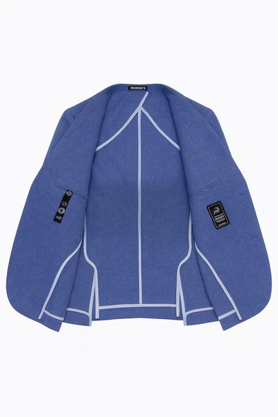 Erkek Slim Fit Blazer Ceket Tek Düğmeli Çift Yırtmaçlı Torba Cepli Yarım Astarlı - Resim 8