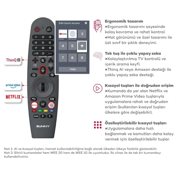 Sunny SN60LEDM-W02M 4K Ultra HD 60'' 152 Ekran Uydu Alıcılı webOS Smart LED TV - Resim 4