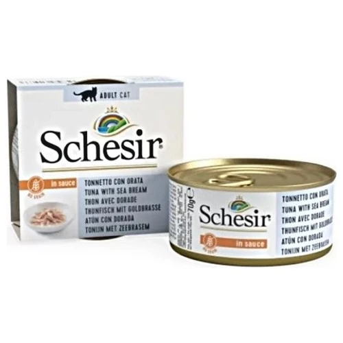 Schesir Soslu Ton Balıklı Çipuralı Doğal Soslu Kedi Konservesi 70 Gr ürün görseli 1