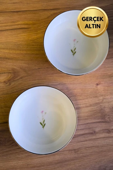 Tabak Evi Porselen Natura Çuha Altın Yaldızlı Kase 13,50x4cm 460cc 2 li ürün görseli 1