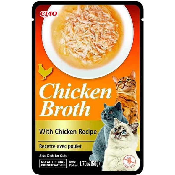 Ciao Chicken Broth Tavuk Sulu ve Tavuklu Kedi Çorbası 50 Gr ürün görseli 1
