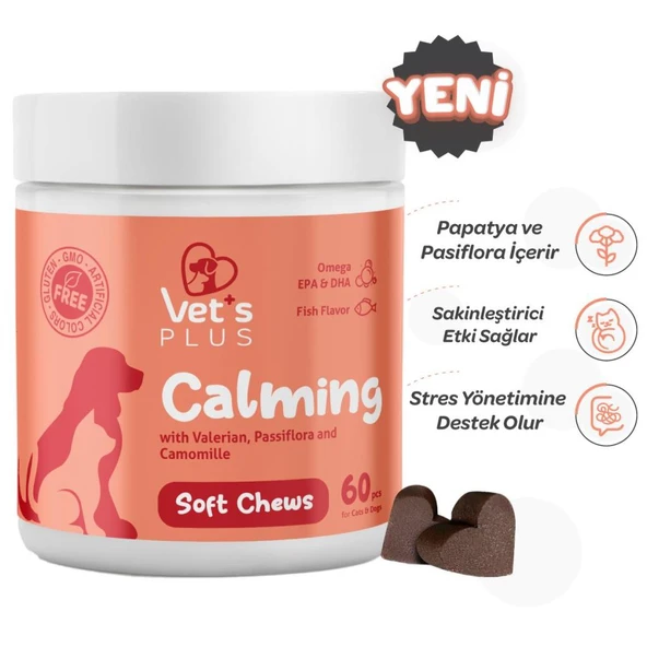 Vet's Plus Calming Kedi ve Köpekler İçin Sakinleştirici Çiğnenebilir Tablet 60'lı ürün görseli 1