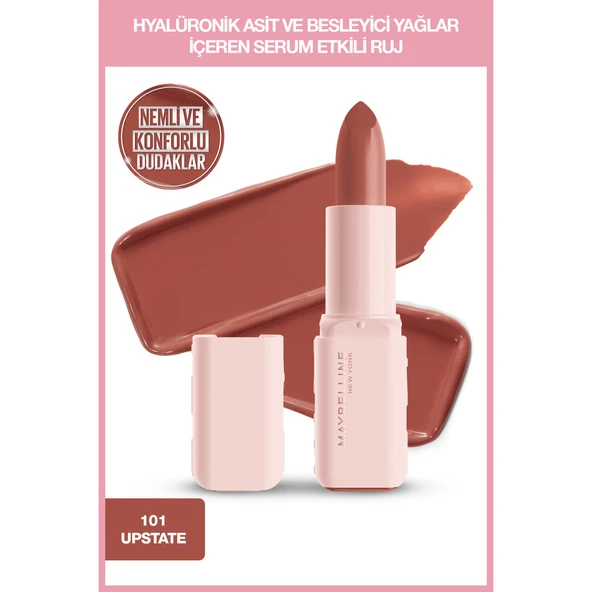 Maybelline New York Serum Etkili Hyalüronik Asit ve Besleyici Yağ İçeren Ruj - 101 Upstate - Resim 8