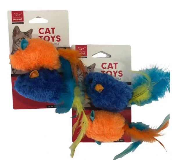 Nunbell Tüylü Kedi Fare Oyuncagı 2 li ürün görseli 1