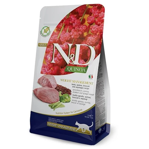 N&D Quinoa Weight Management Kuzu Yetişkin Kedi Maması 1.5 Kg ürün görseli 1