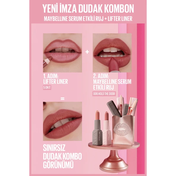 Maybelline New York Serum Etkili Hyalüronik Asit ve Besleyici Yağ İçeren Ruj - 006 Hold The Door - Resim 12