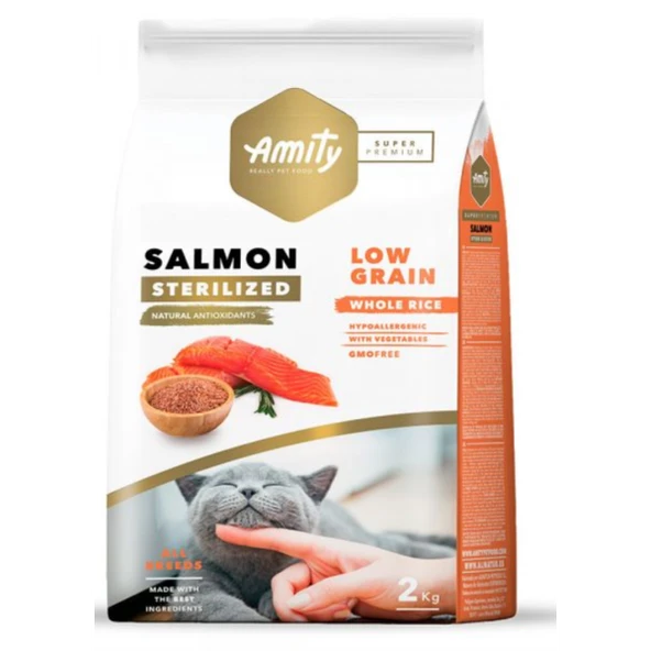 Amity Süper Premium Düşük Tahıllı Kısırlaştırılmış Somon Balıklı Kedi Maması 7 Kg ürün görseli 1
