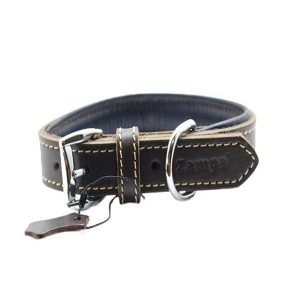 Zampa Yumuşak Dokulu Gerçek Deri Tribeca Köpek Boyun Tasması Kahverengi 3x63 Cm ürün görseli 1