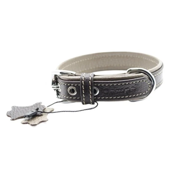 Zampa Yumuşak Dokulu Gerçek Deri Flatiron Köpek Boyun Tasması Kahverengi Toprak 3x54 Cm ürün görseli 1