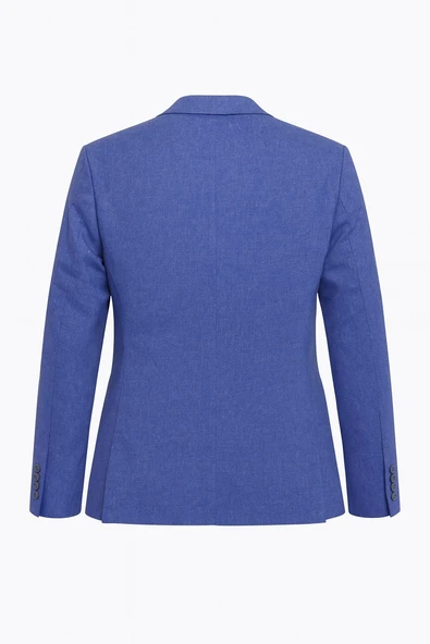 Erkek Slim Fit Blazer Ceket Tek Düğmeli Çift Yırtmaçlı Torba Cepli Yarım Astarlı - Resim 2