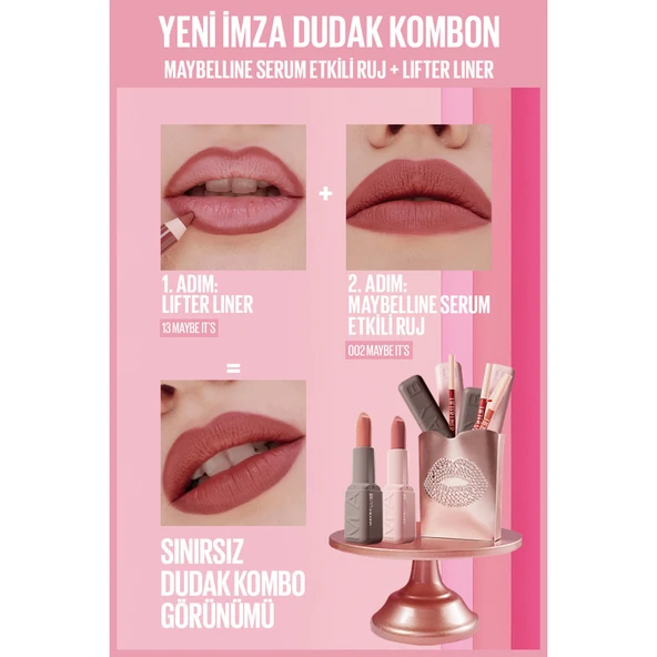 Maybelline NY Serum Etkili Hyalüronik Asit ve Besleyici Yağ İçeren Ruj - 002 Maybe It's - Resim 12
