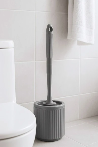 Lines Serisi Gri Banyo Seti, 2 Parça Akrilik 5 Litre Çöp Kovası 3078 - Resim 3