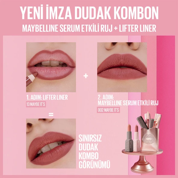Maybelline NY Serum Etkili Hyalüronik Asit ve Besleyici Yağ İçeren Ruj - 002 Maybe It's - Resim 5