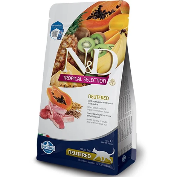 N&D Tropical Selection Kuzu Etli ve Tropikal Meyveli Kısırlaştırılmış Kedi Maması 1,5 Kg ürün görseli 1