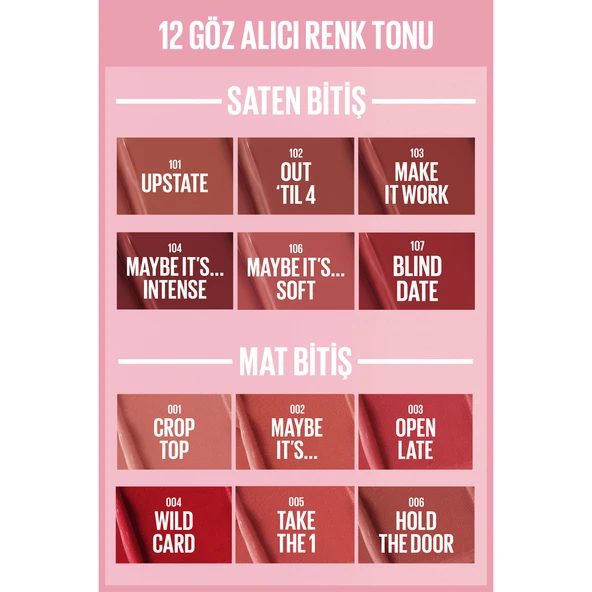 Maybelline NY Serum Etkili Hyalüronik Asit ve Besleyici Yağ İçeren Ruj - 001 Crop Top - Resim 9