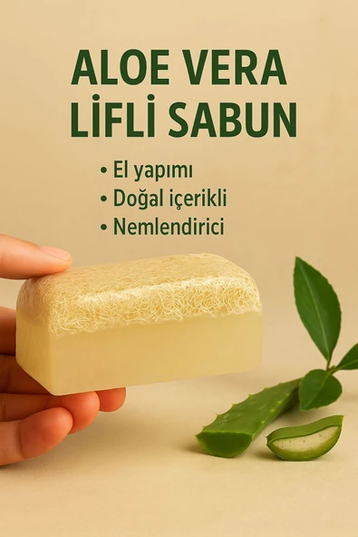 Doğal El Yapımı Kabak Lifli Alovera Sabun ürün görseli 1