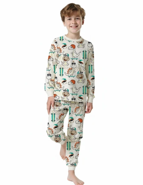 Erkek Çocuk Pijama Takımı Kaykay Desenli ELM-3085 ürün görseli 1