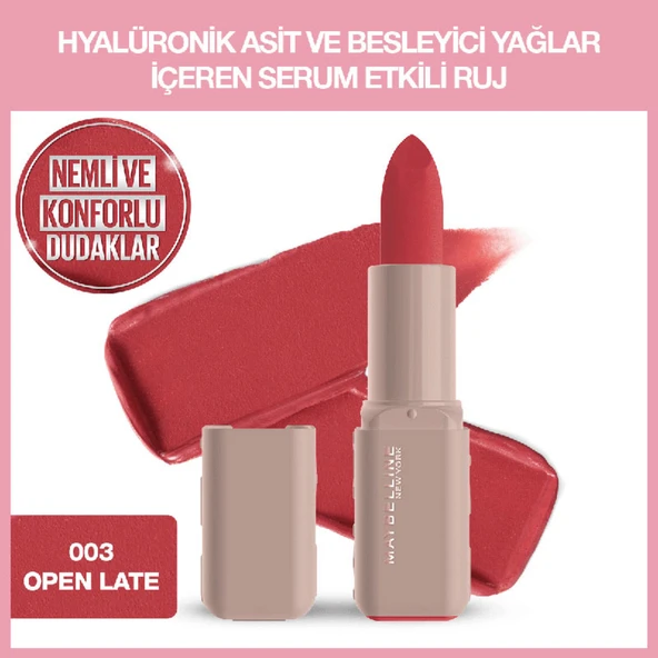 Maybelline NY Serum Etkili Hyalüronik Asit ve Besleyici Yağ İçeren Ruj - 003 Open Late ürün görseli 1