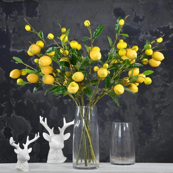 Yapay Limon Dalı 75cm 7 limonlu Yapay Çiçek Limon Ağacı Dalı - Resim 3