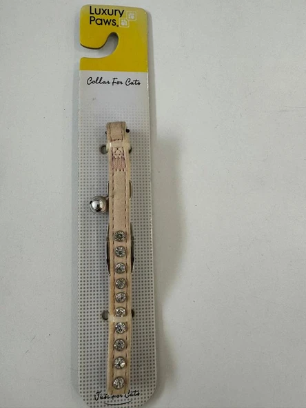 Luxury Paws Kedi Taşlı Boyun Tasması Pembe 10x30 Cm ürün görseli 1