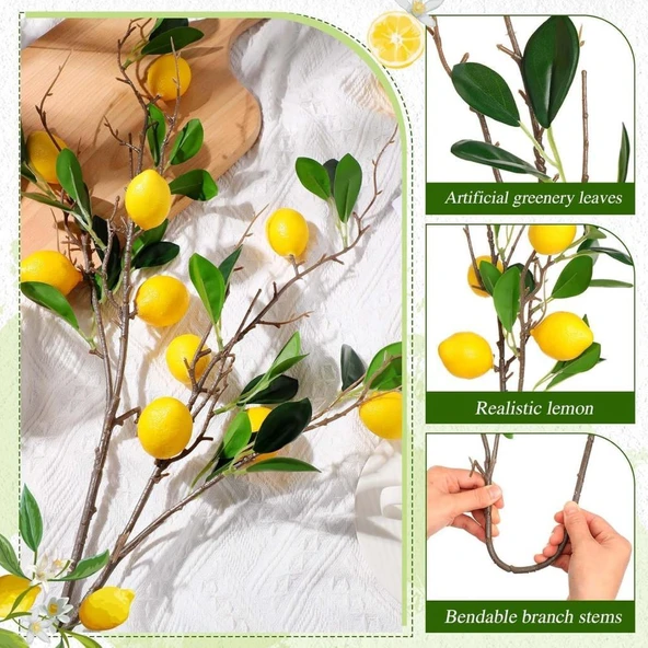 Yapay Limon Dalı 75cm 7 limonlu Yapay Çiçek Limon Ağacı Dalı - Resim 8